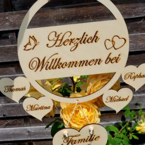 Familienschild „hängendes Herz“